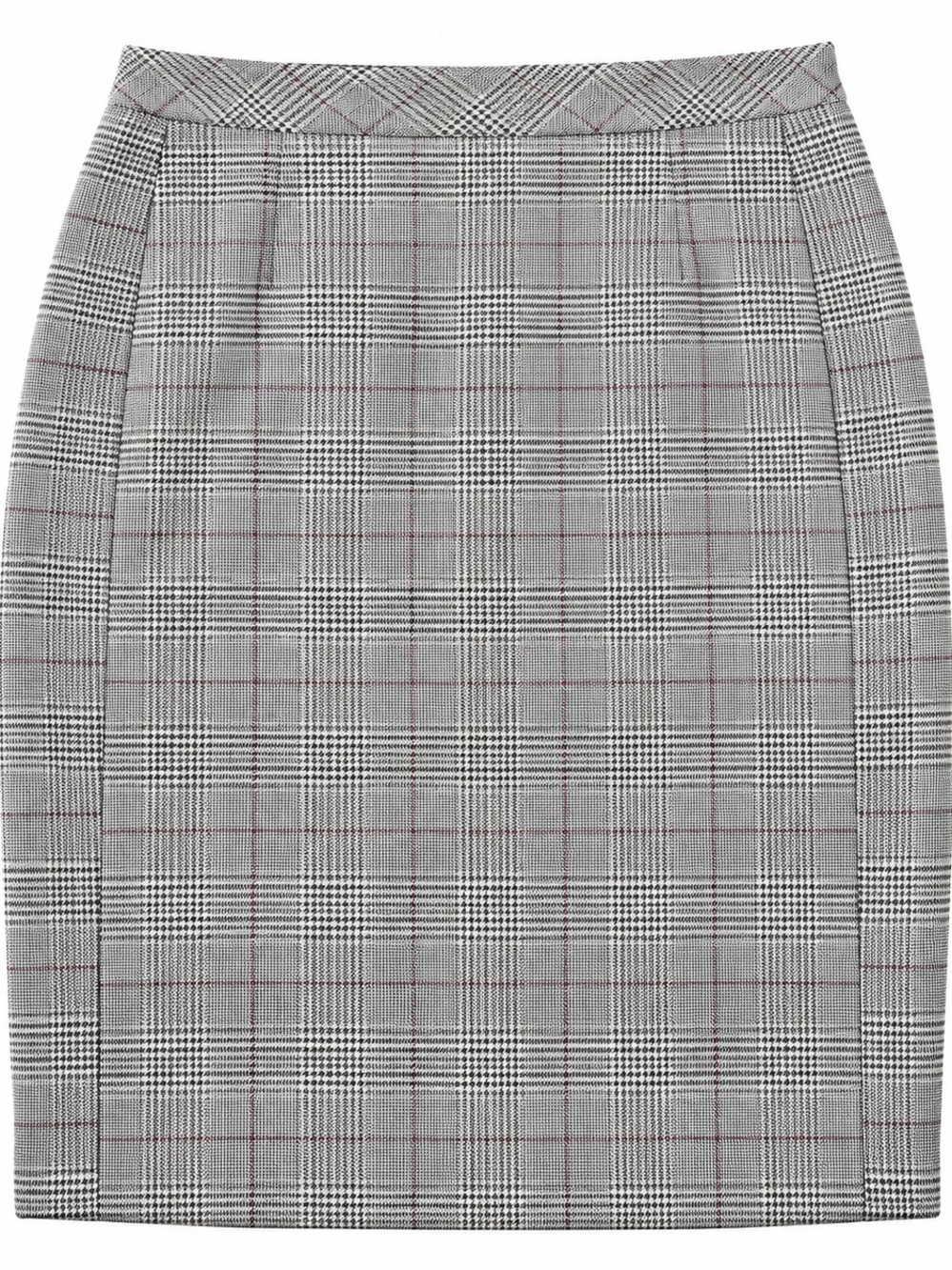 The Limited Gray Plaid Pencil Skirt with Subtle Red Windowpane